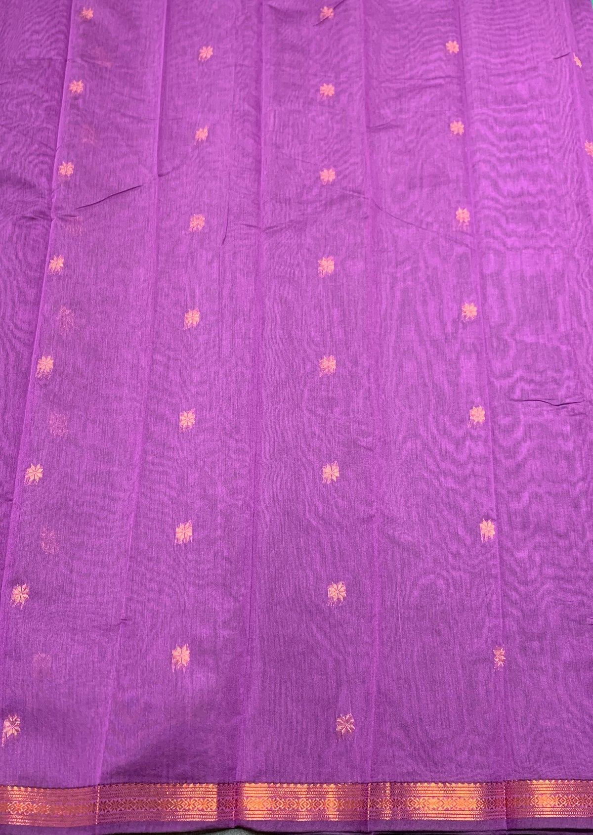 Lavender Colour Silk Cotton Saree with Copper Zari Border