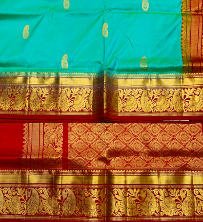 Pure Kanchipuram Silk Light Green Colour with Mango Butta