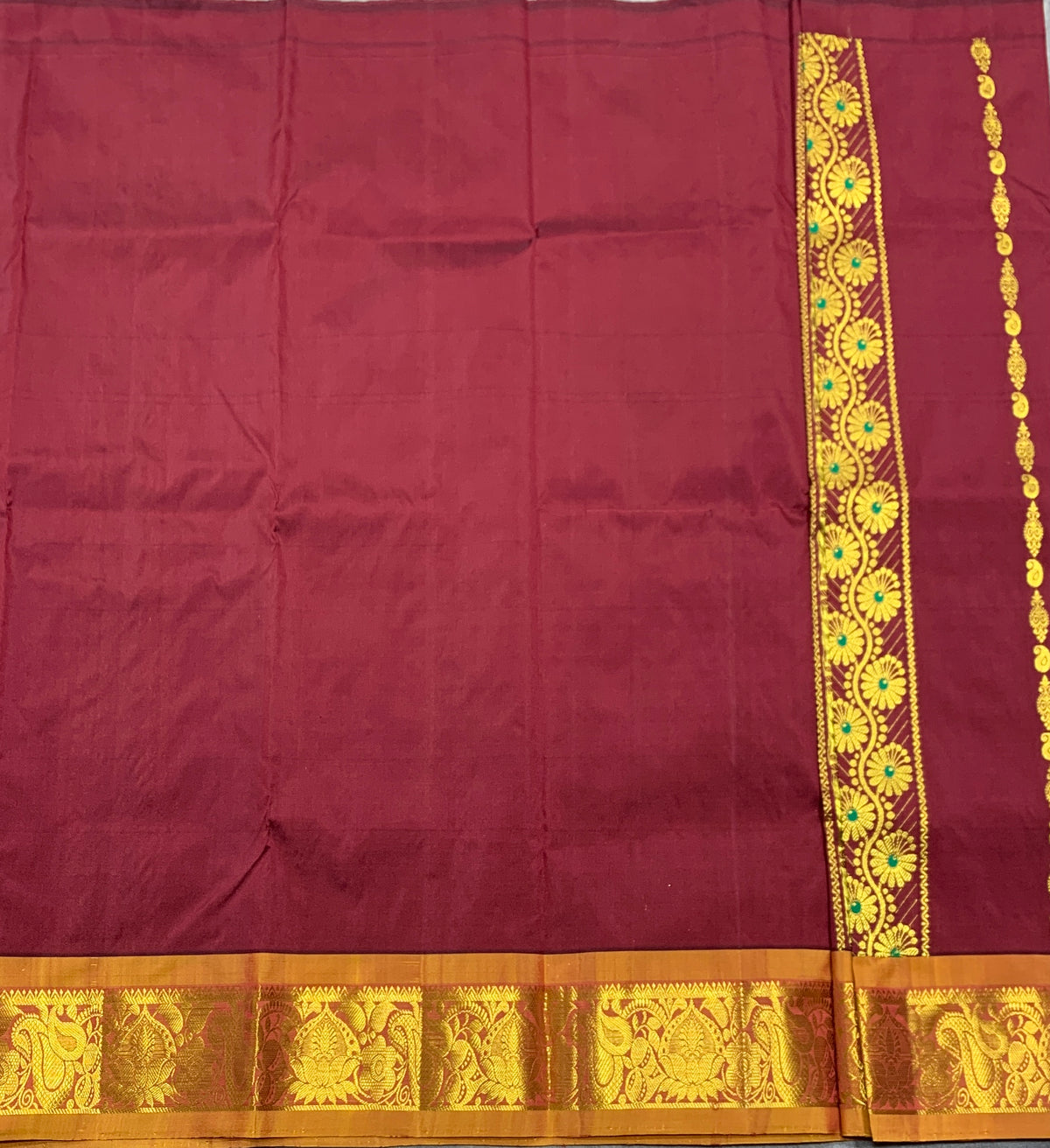 Brown Shade Semi Silk Kids Pattu Pavadai with Contrast border for Age 2 to 5 Years
