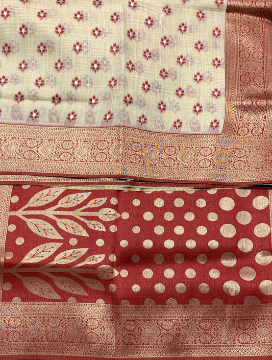 Banaras Katan Saree Tussar Colour with Katan Work Border