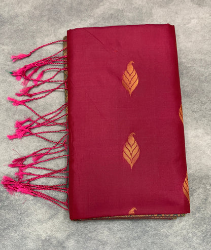 Art Silk Saree Maroon Colour with Borderless