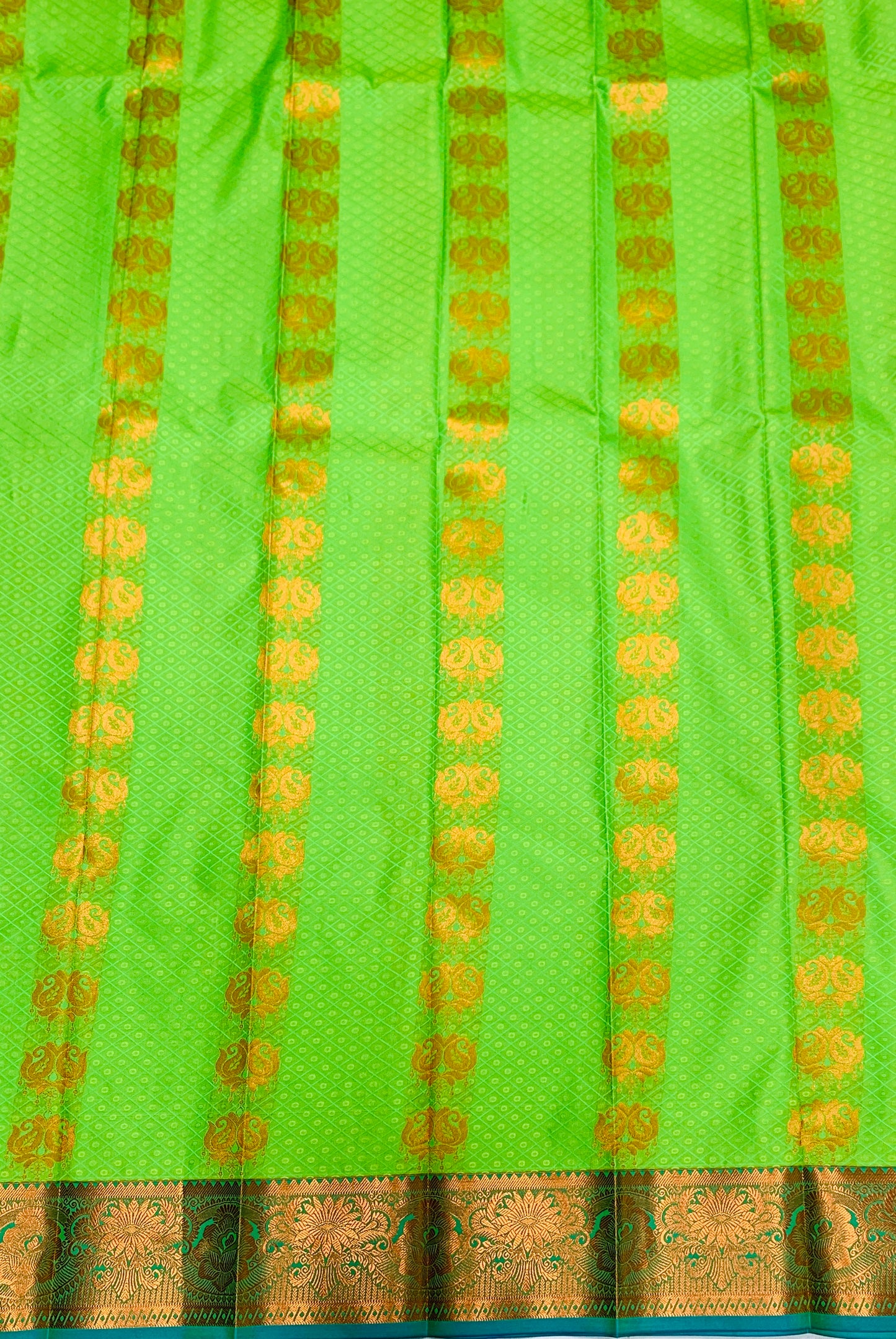 Vegan Silk Saree Apple Green Colour with Mango Design