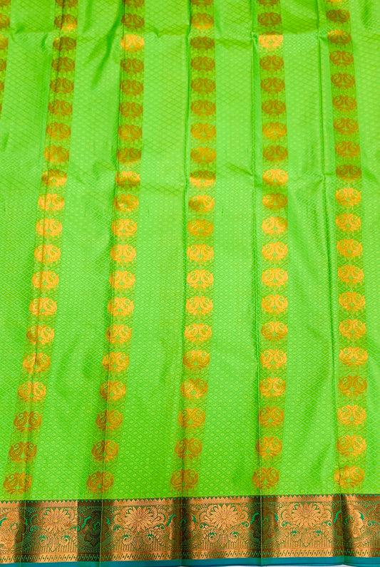 Vegan Silk Saree Apple Green Colour with Mango Design