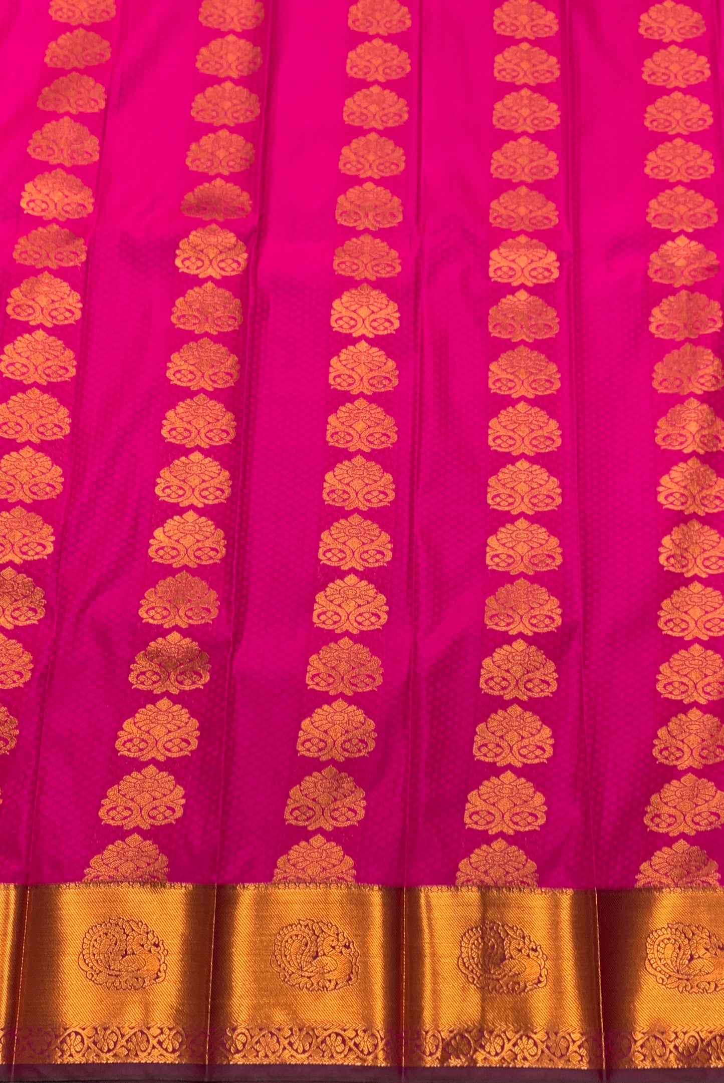 Vegan Silk Saree Rani Pink Colour Saree with Copper Border