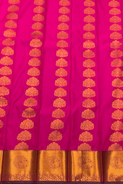 Vegan Silk Saree Rani Pink Colour Saree with Copper Border