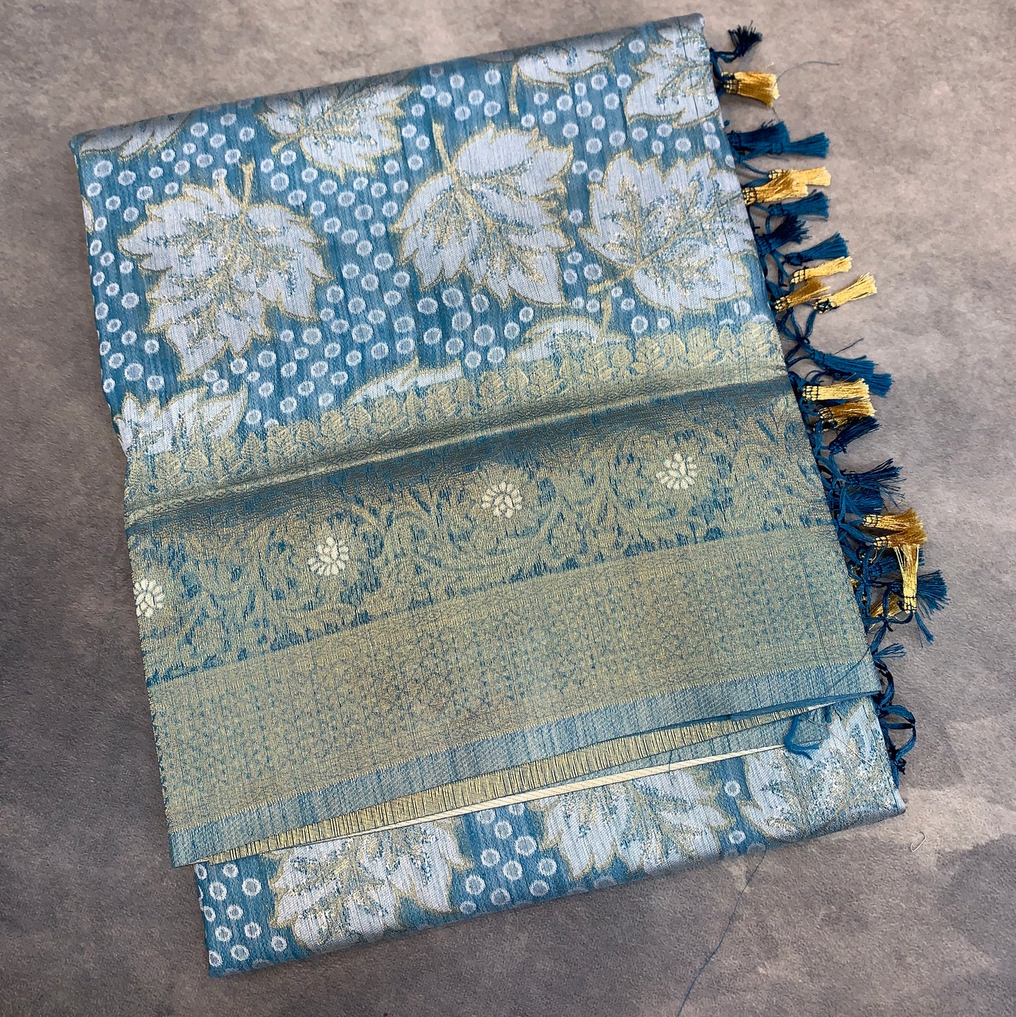 Banaras Katan Saree Sky Blue Colour with Katan Work Border