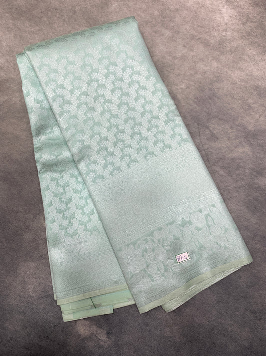 Art Silk Saree Light Mint Green Colour Shade with Self Colour Border