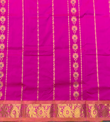 Light Pink Shade Semi Silk Kids Pattu Pavadai with Contrast border for Age 2 to 5 Years