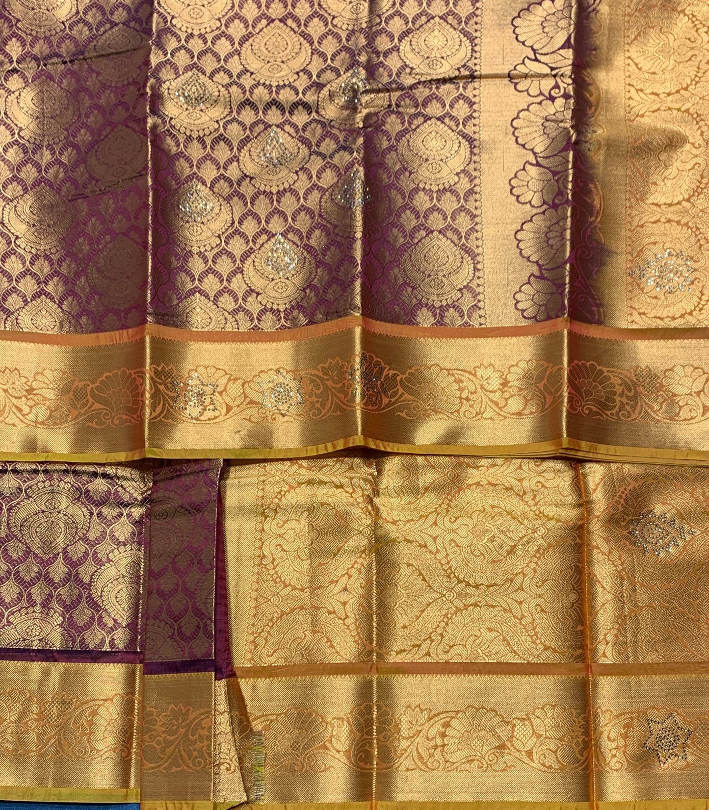 Vegan Silk Saree Brown Colour with Copper and Golden Yellow Border