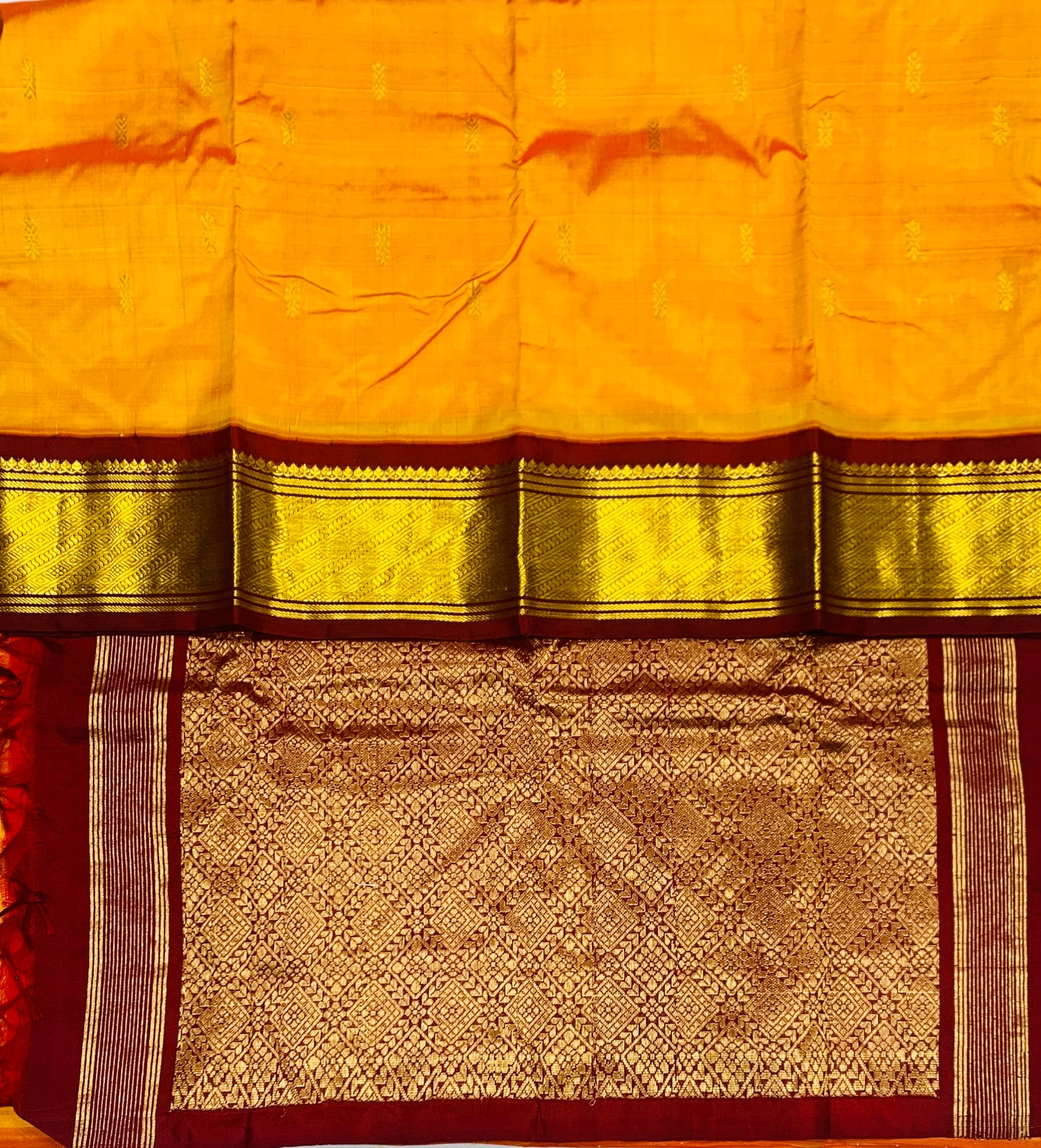 Pure Kanchipuram Silk Mango Yellow Colour