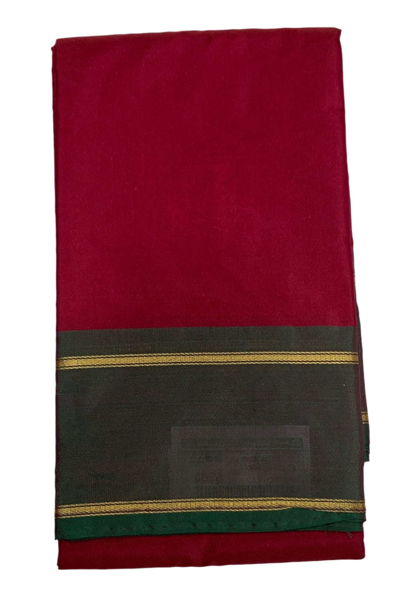 Arani Silk Saree Maroon Colour with Green and Golden Border.