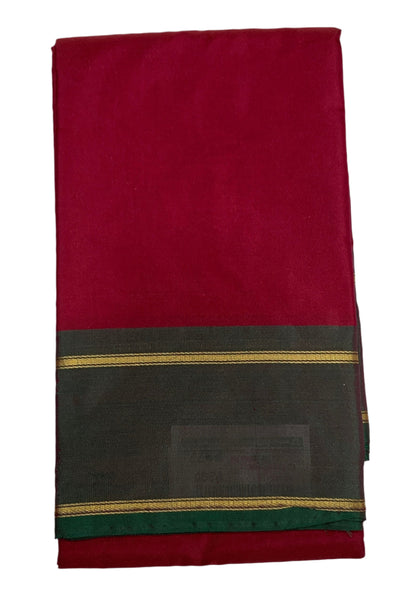 Arani Silk Saree Maroon Colour with Green and Golden Border.