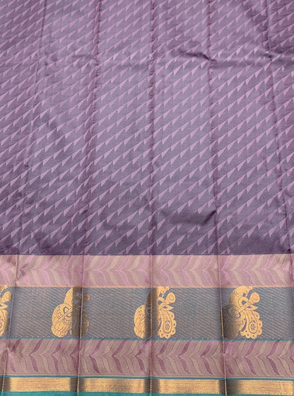 Synthetic Cotton Saree Light Purple Colour with Copper Border