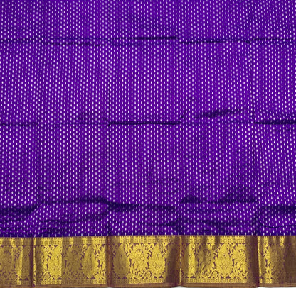 Violet Shade Pure Kanchipuram Kids Pattu Pavadai with Contrast border for age 2 to 5