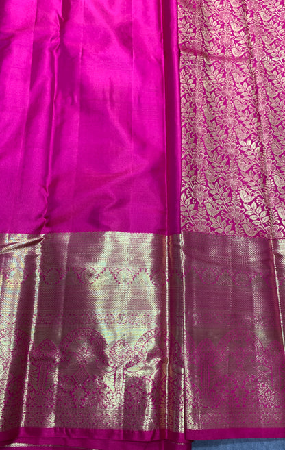 Pink Colour Soft Kanchi Tissue Pattu Saree with Golden border