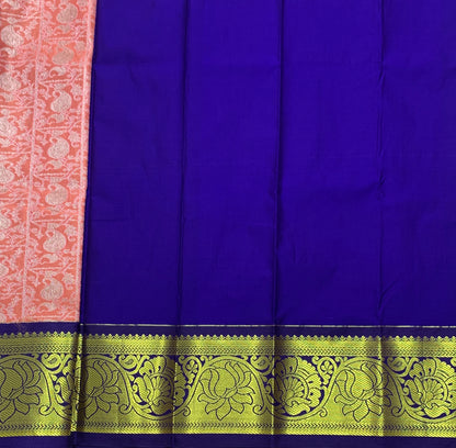 Peach Shade Vegan Silk Kids Pattu Pavadai with Contrast Border for Newborn to 2 Years