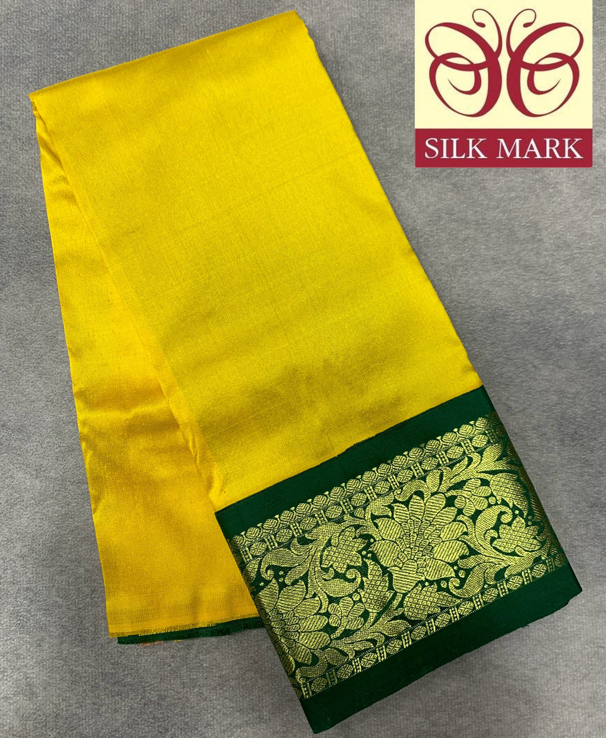 Lemon Yellow Shade Pure Kanchipuram Kids Pattu Pavadai with Contrast Border for Newborn to 2 Years
