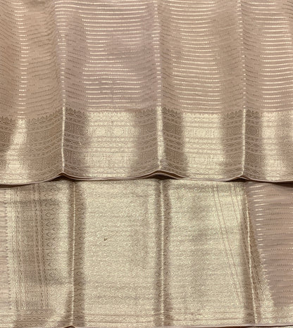 Georgette Saree Tussar Colour with Sliver Floral Design Border