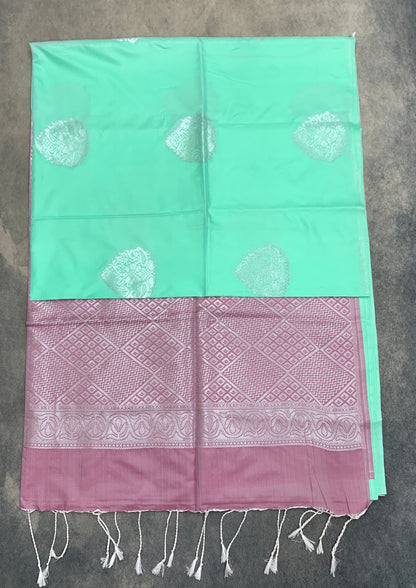 Art Silk Saree Mint Green Colour with Borderless