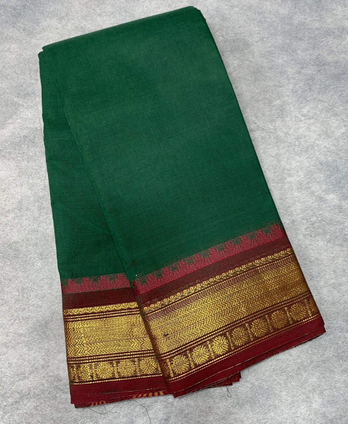 Chettinad Cotton Saree Green Colour with Brown Border
