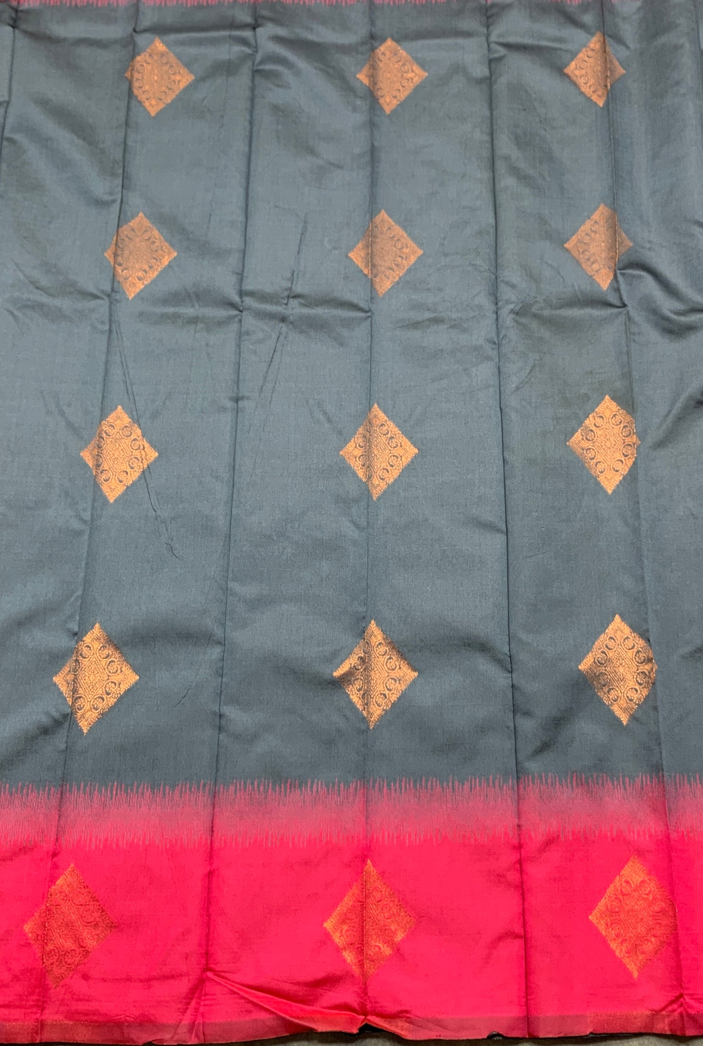 Gray Colour Art Silk Saree with Pink Border