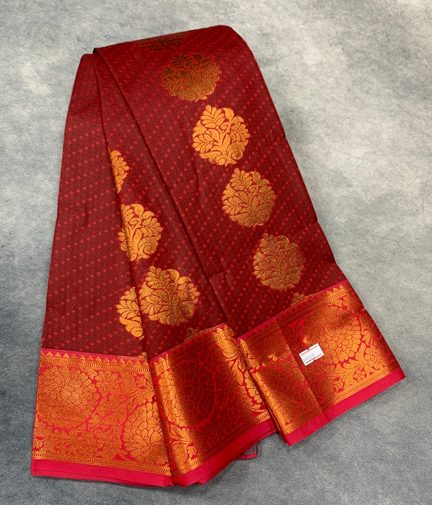 Vegan Silk Saree Maroon Colour Saree with Copper Border