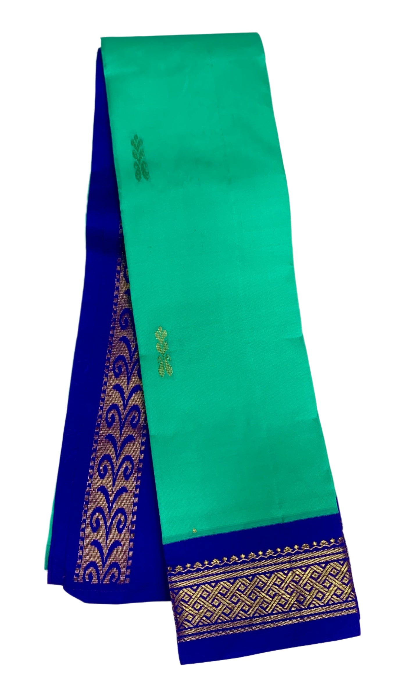 Pure Kanchipuram Silk Saree Sapphire Colour with Blue and Gold Zari Border