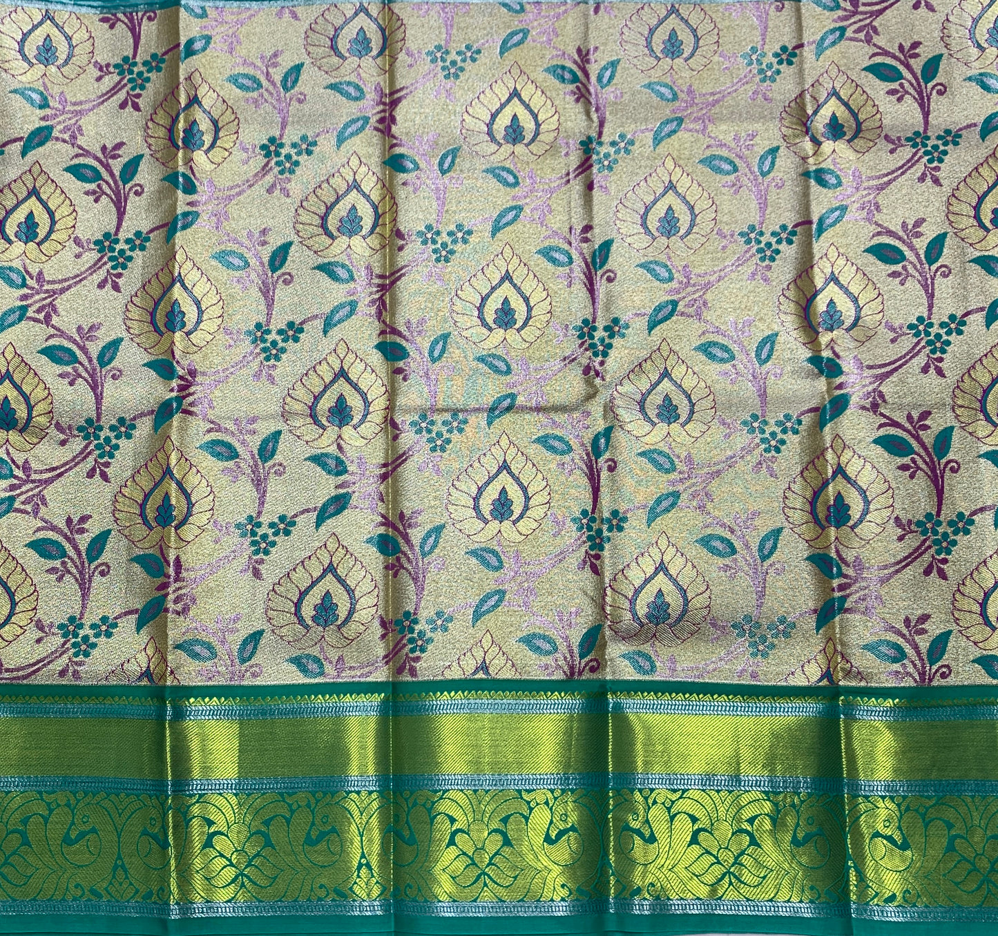 Sliver Shade Vegan Silk Kids Pattu Pavadai with Contrast Border for age 2 to 5