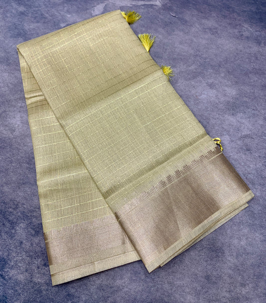 Banaras Katan Saree Golden Colour with Katan Work Border