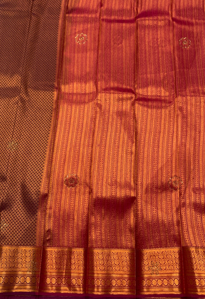 Vegan Silk Saree Brown shade with Copper and Brown Border