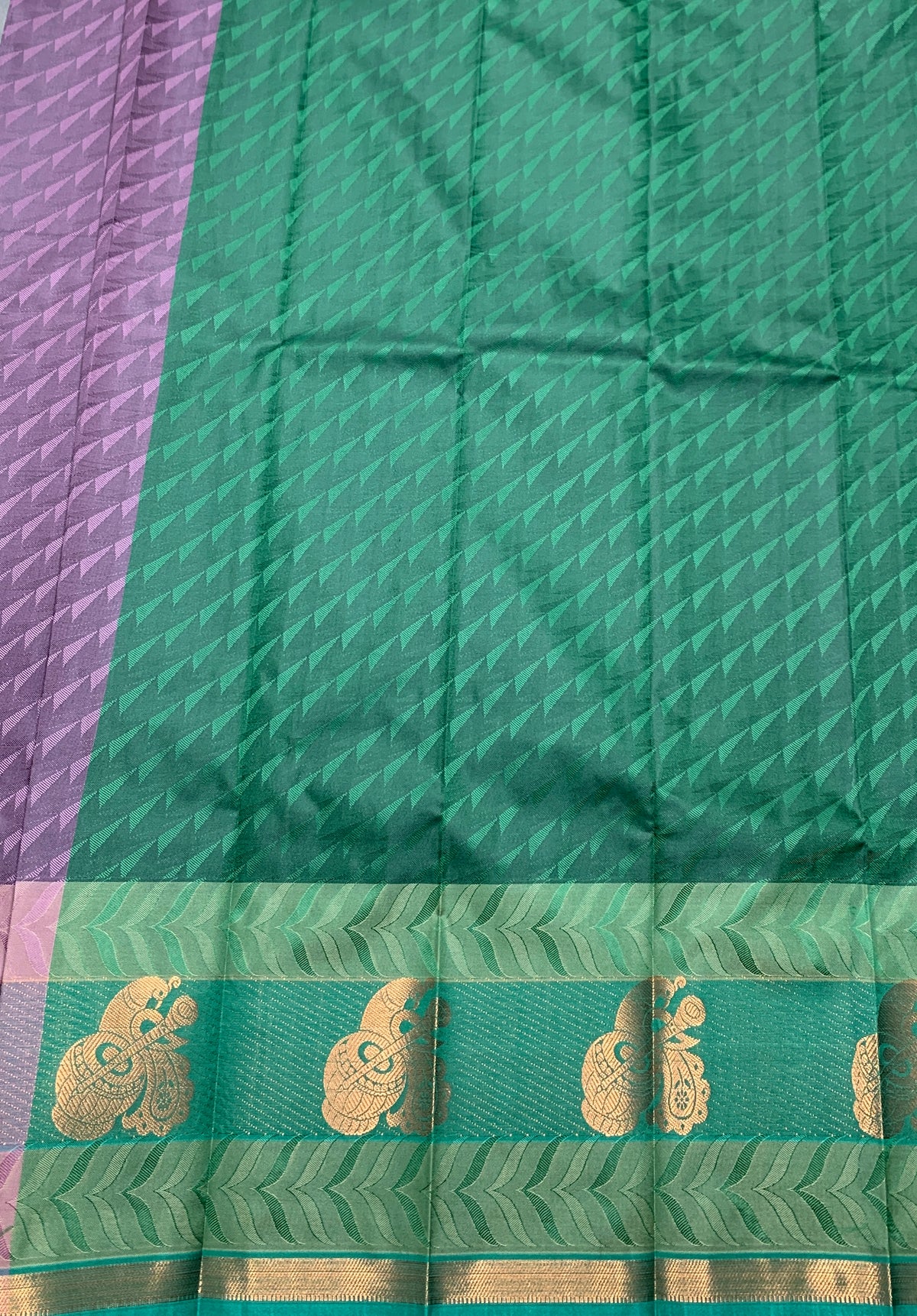 Synthetic Cotton Saree Light Purple Colour with Copper Border