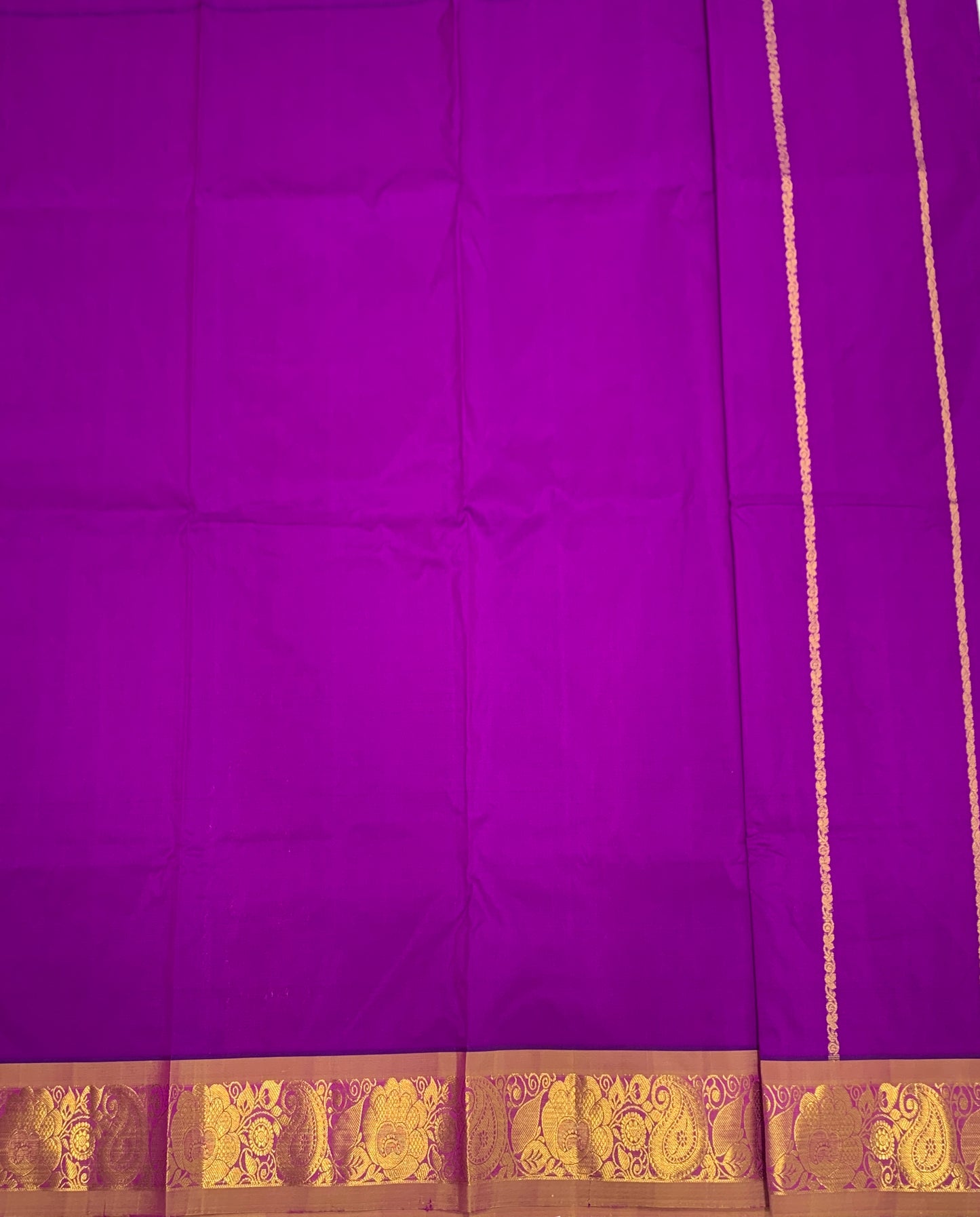 Dark Magenta shade Semi silk Kids Pattu Pavadai with Contrast border for age 5 to 10