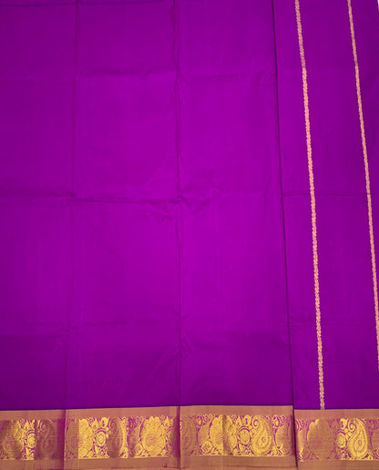 Dark Magenta shade Semi silk Kids Pattu Pavadai with Contrast border for age 5 to 10