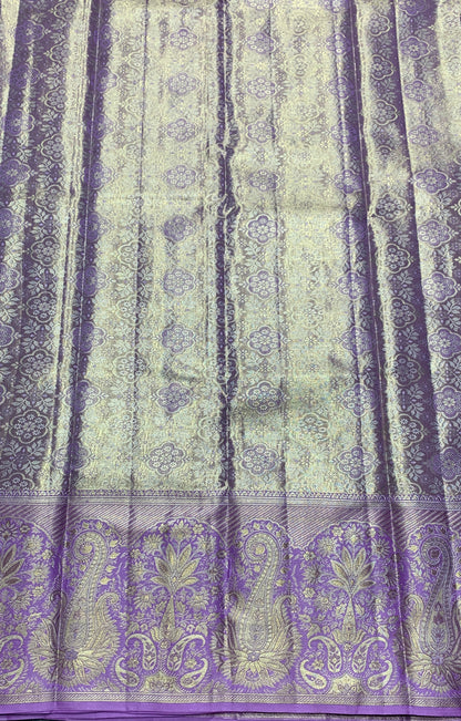 Light Lavender Colour Soft Kanchi Tissue Pattu Saree with Self Colour Border