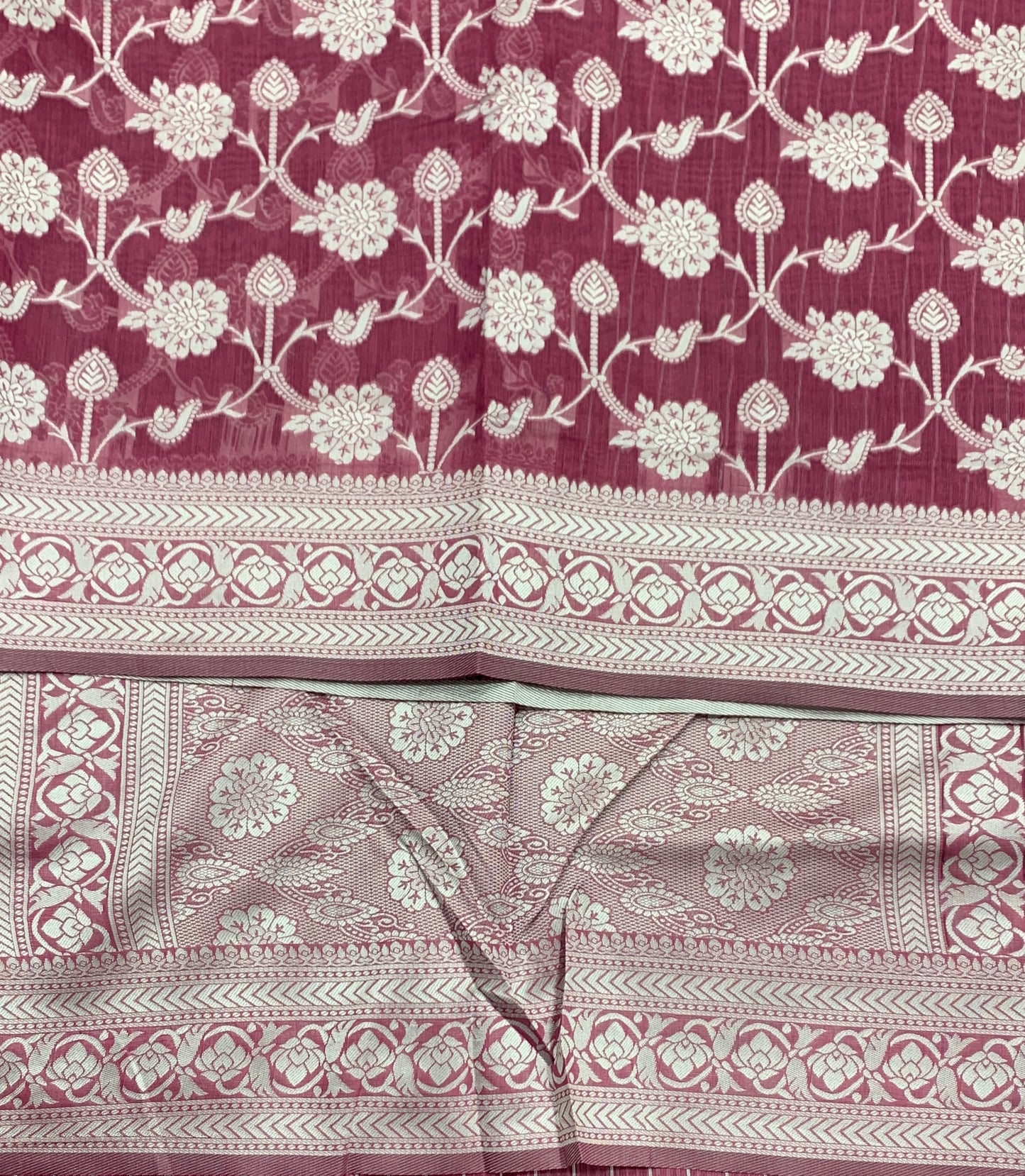 Banaras Katan Saree Magenta Colour with Katan Work Border