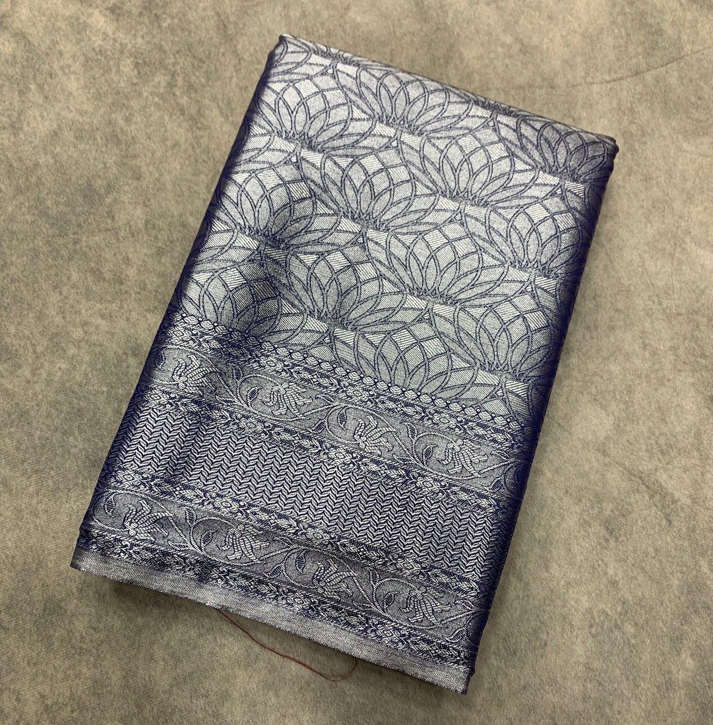 Fancy Tissue Saree Greyish Blue Colour with Self Design Border