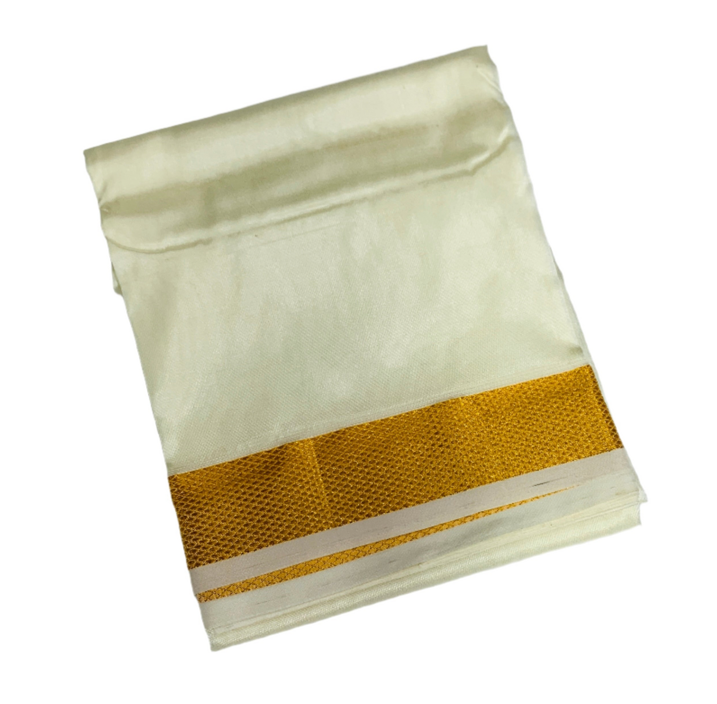 Art silk Dhoti 8 Mulam Cream Colour Small Border