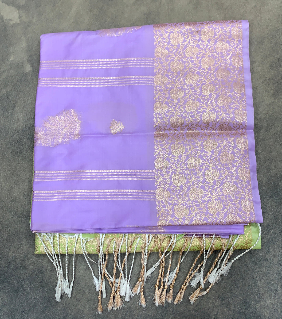 Art Silk Saree Lavender Colour with Sliver Zari Border