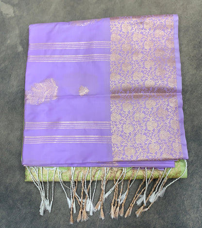 Art Silk Saree Lavender Colour with Sliver Zari Border