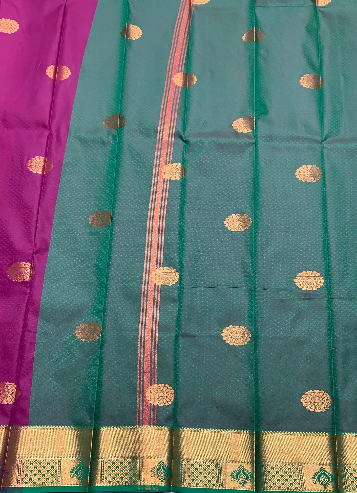 Vadamali Colour Silk Cotton Saree with Copper Zari Border and Floral Design