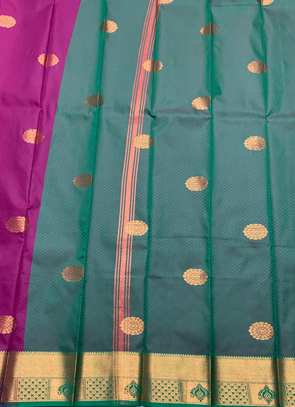 Vadamali Colour Silk Cotton Saree with Copper Zari Border and Floral Design