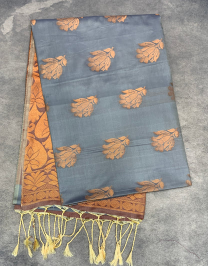 Art Silk Saree Grey Colour with Borderless