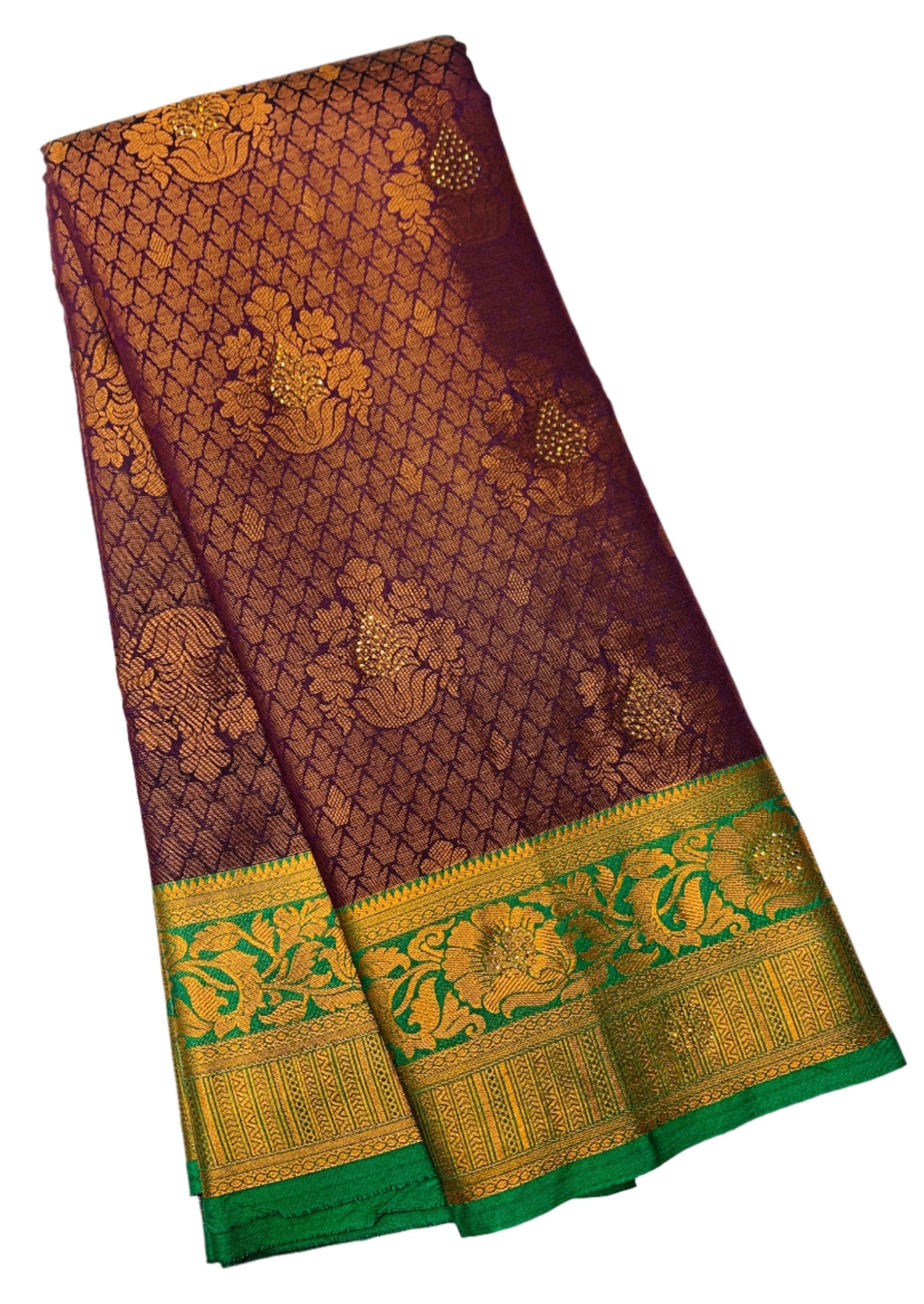 Art Silk Saree Magenta Shade with Green Border