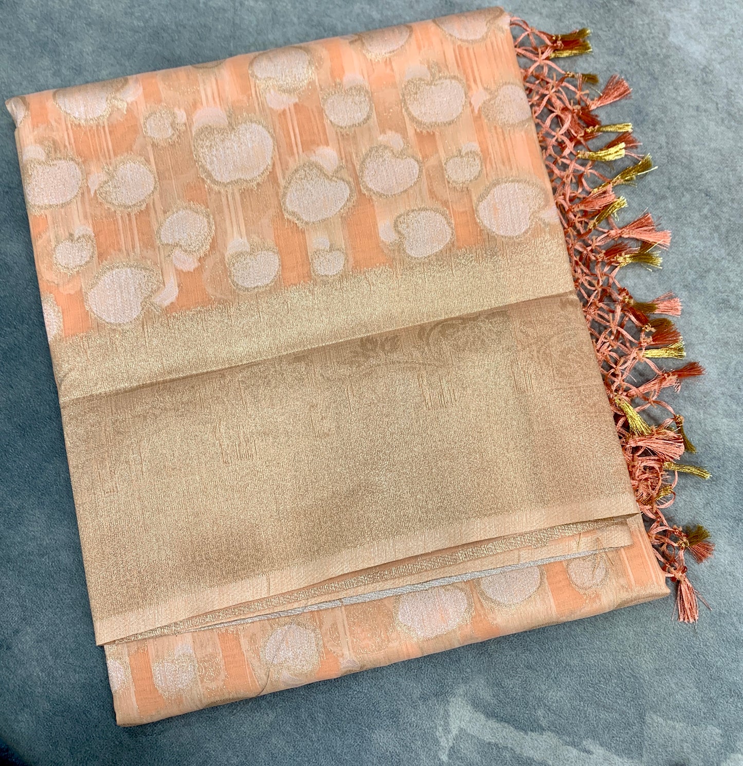 Banaras Katan Saree Orange Colour with Katan Work Border