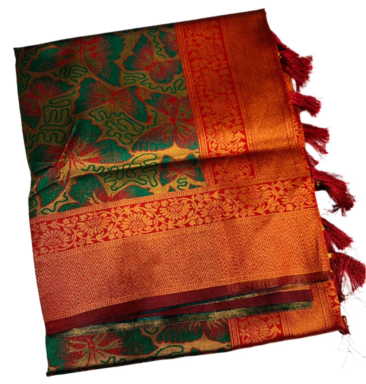 Art Silk Saree Green Colour with Butterfly Design