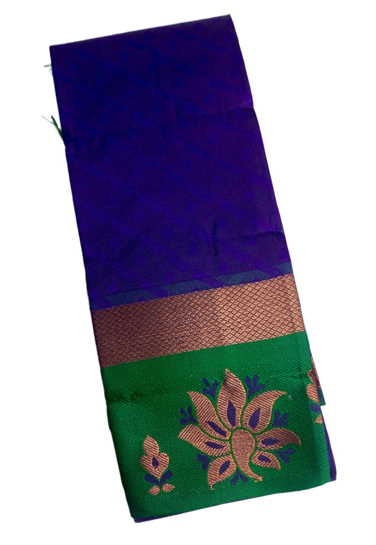 Synthetic Cotton Saree Violet Shade with Green Border