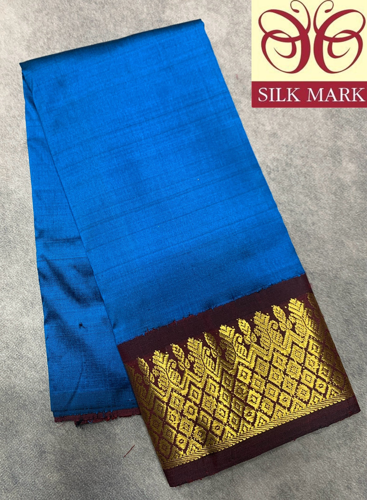 Peacock Blue Shade Pure Kanchipuram Kids Pattu Pavadai with Contrast Border for Newborn to 2 Years