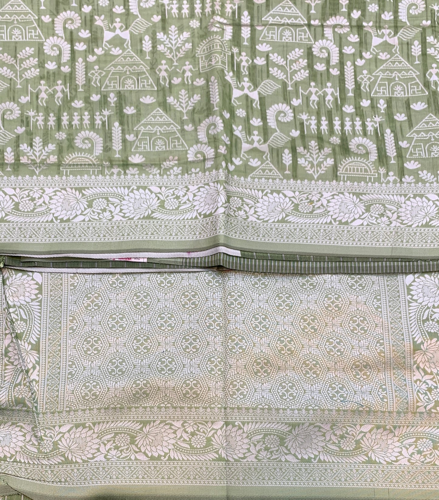 Banaras Katan Saree Light Green Colour with Katan Work Border