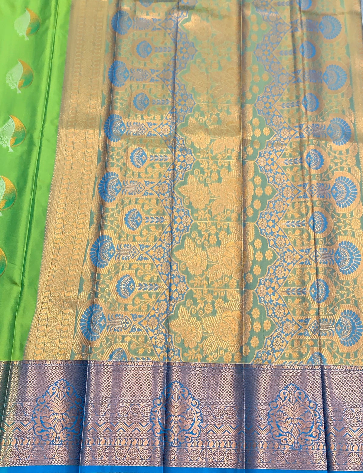 Soft Silk Casual Saree Lime Green Colour with Rama Green Colour Border