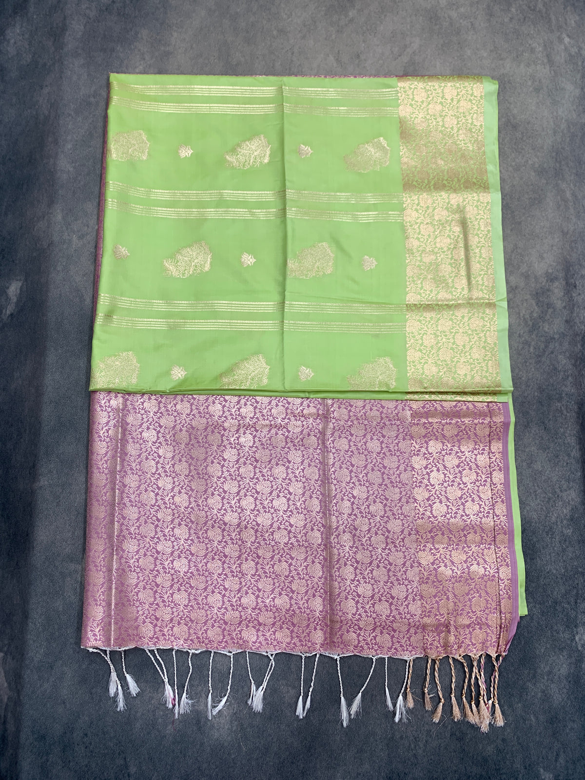Art Silk Saree Pista Green Colour with Sliver Zari Border